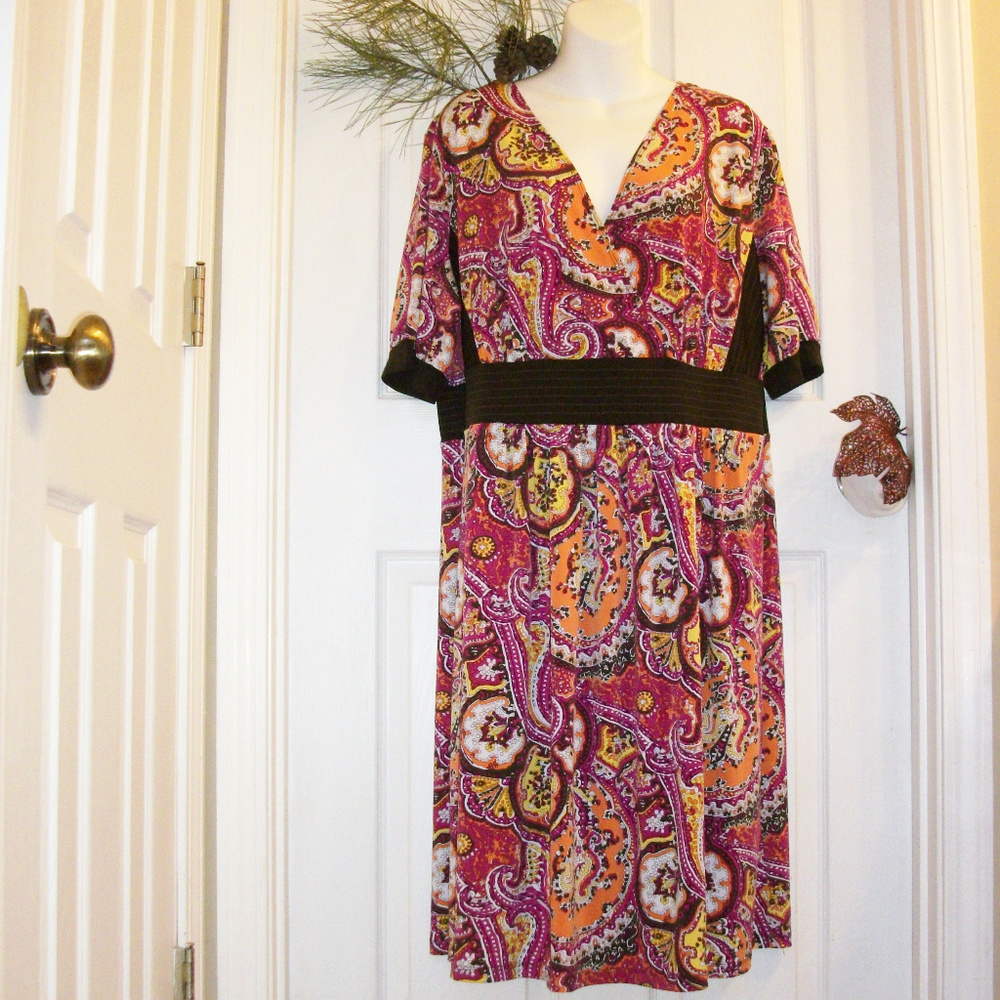 I.N. STUDIO Paisley Print Stretch Dress